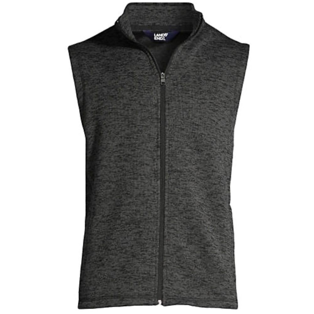 Land’s End Men’s Charcoal Grey Fleece Zip up Vest (XL)